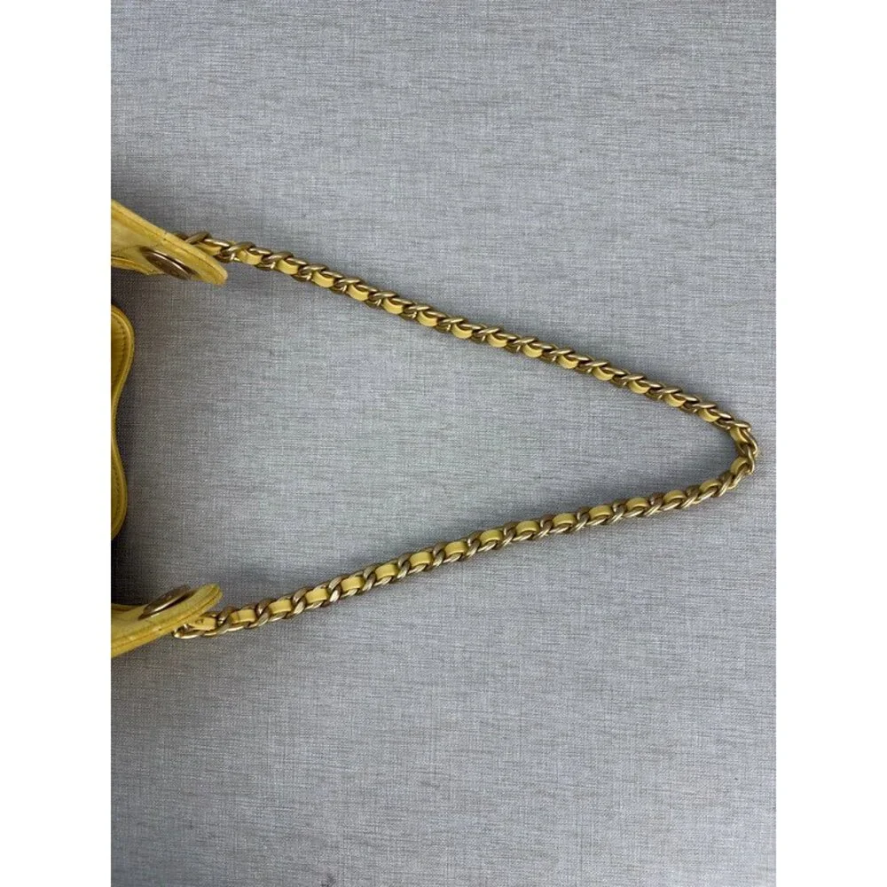 CHANEL Yellow Calfskin Drawstring Bucket Bag Mini GHW